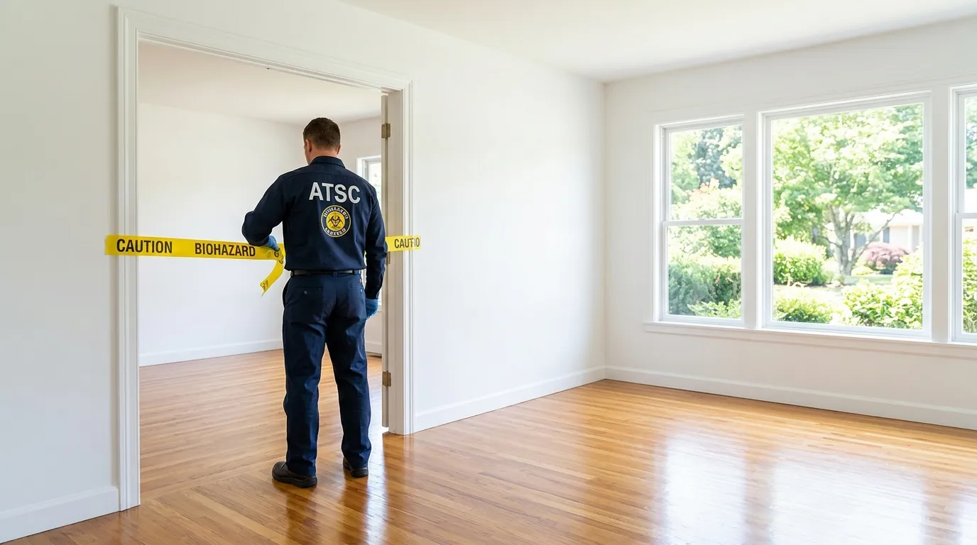 Certified biohazard cleanup crew performing Crime Scene Cleanup in Amityville